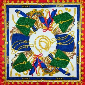 Celine Red, Green, and Blue Silk Scarf